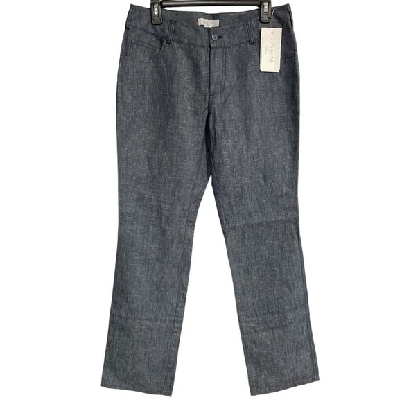 LIBERTE by EMANUEL Womens Blue Glue Flaked Pants size 8 LINEN BLEND NEW - Picture 1 of 8